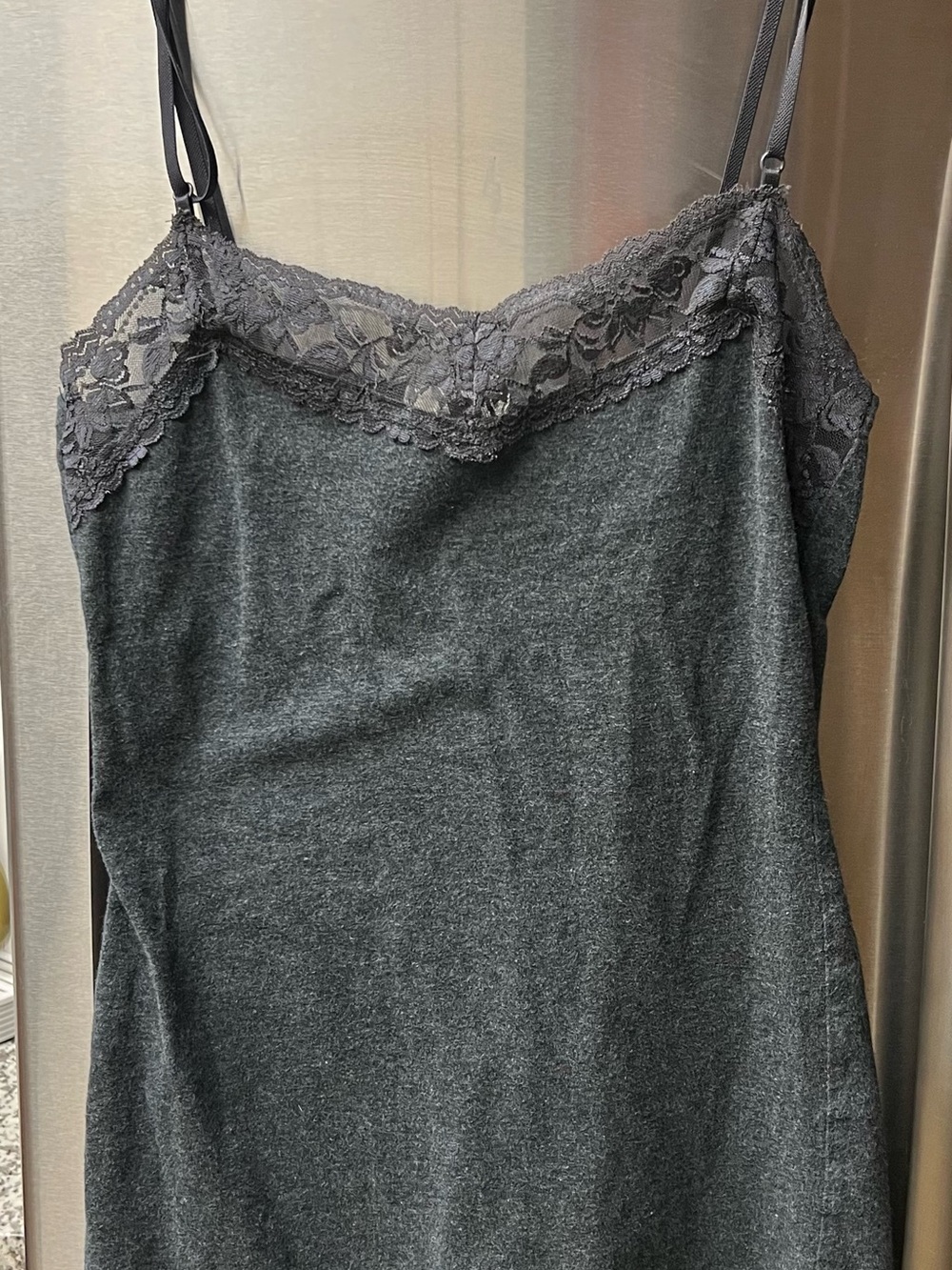 Zenana Outfitters lace cami size small charcoal gray, Y2K, minimalist, grunge